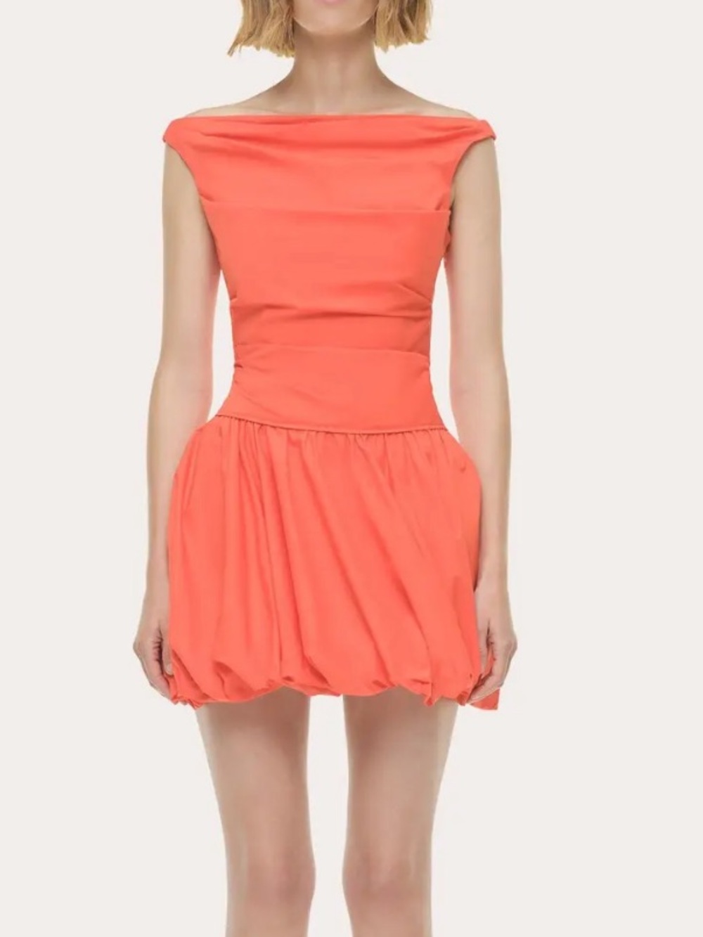 NWT SIMKHAI Salina Poplin Boatneck Mini Dress - Orange Size 6
